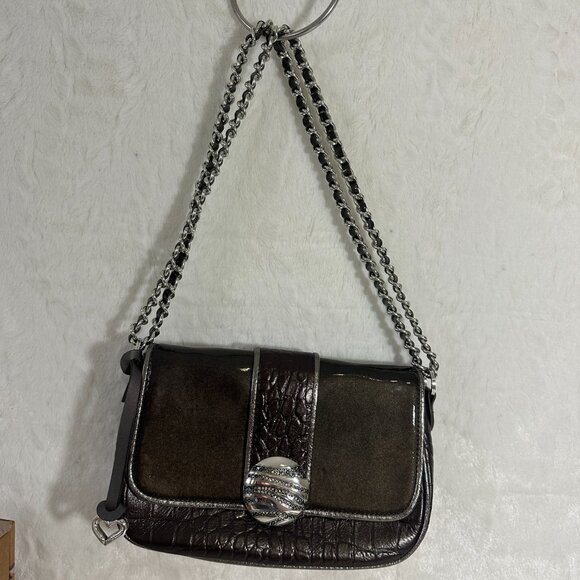 Brighton Ziggy Crossbody Organizer Purse in Box with Paperwork Dustbag NIB Croc - Picture 4 of 14